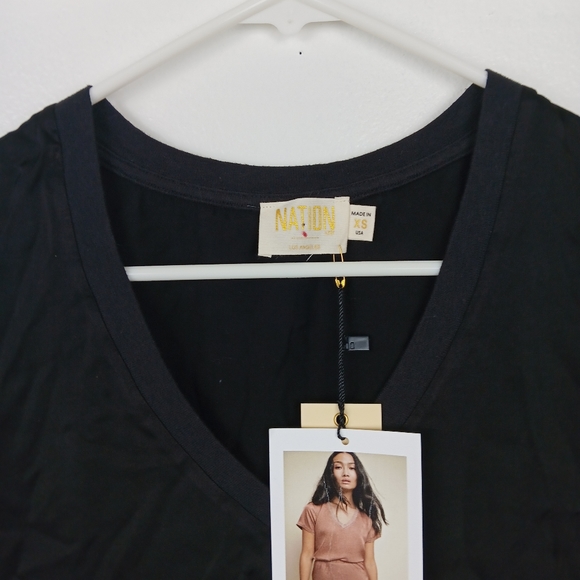 Nation Sport Wear June Santeen V-Neck Black Size XS Goth Black Fairy whimsigoth - Picture 5 of 8